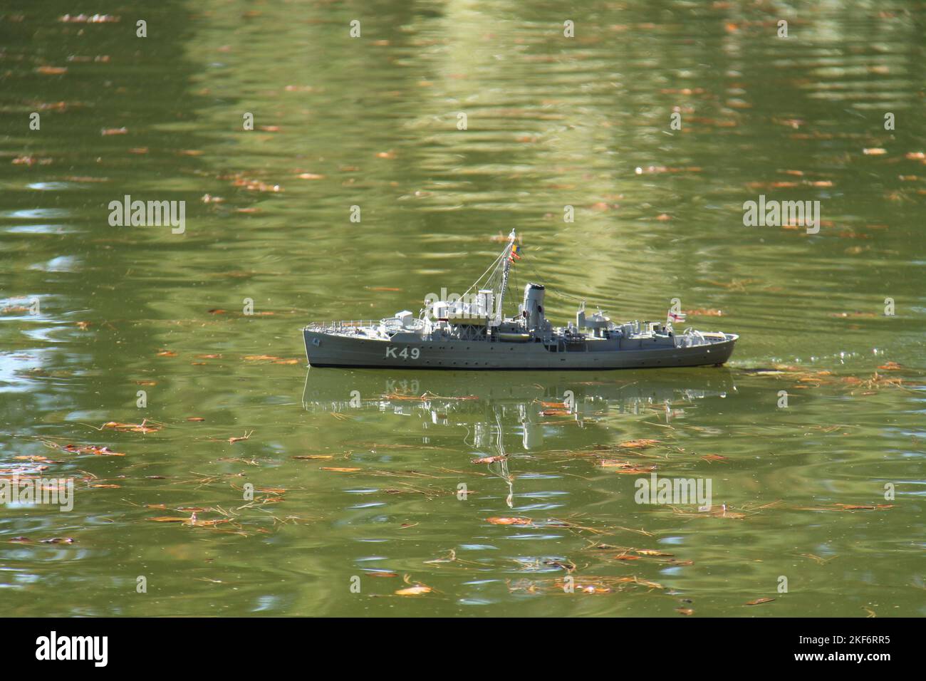 A Radio Controlled Model of a Wartime Fighting Navy Ship. Stock Photo