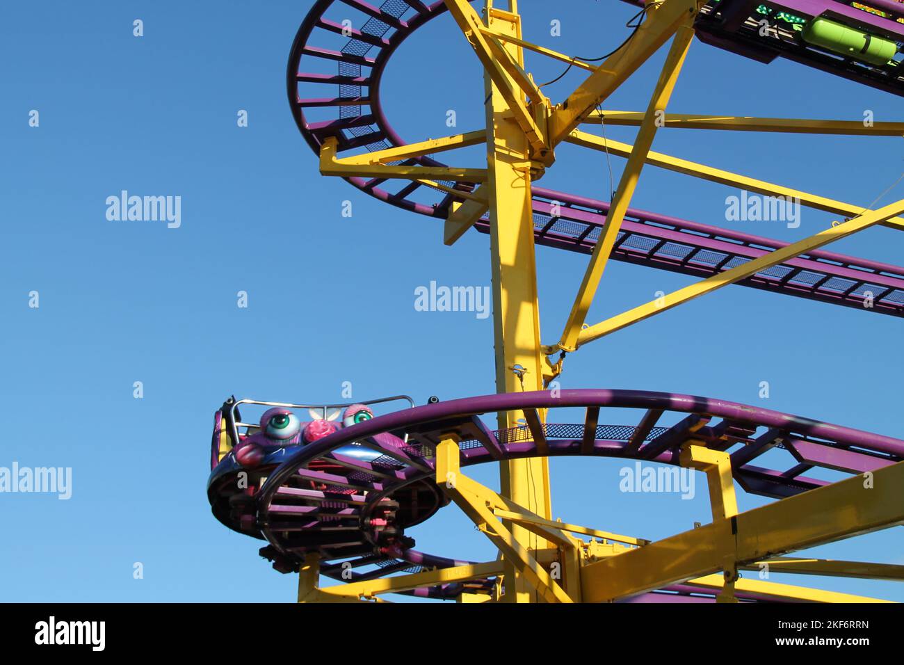 A Carriage on a High Ride at a Fun Fair Amusement Park. Stock Photo