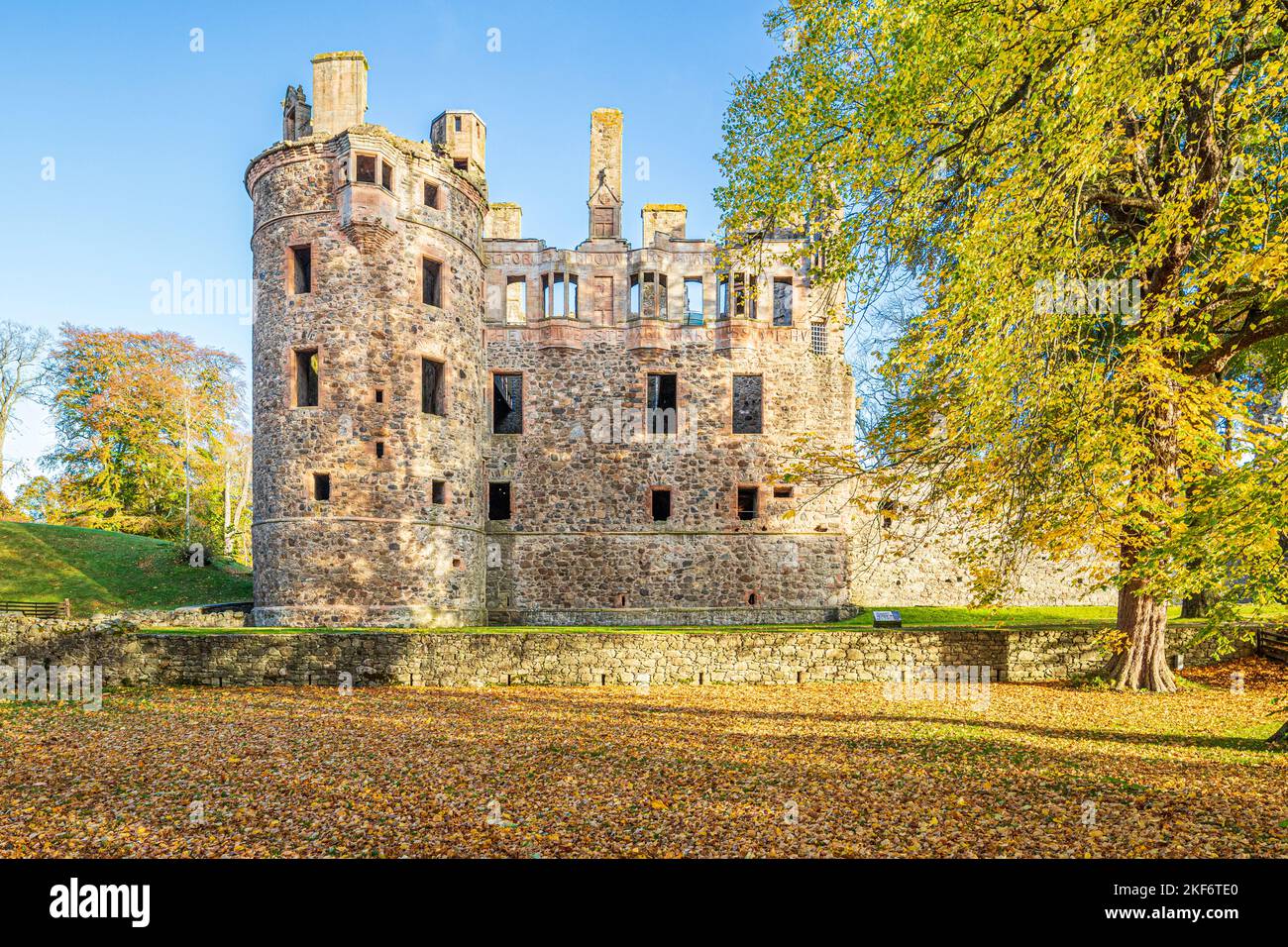 The ruins of 12th century Huntly Castle in autumn, Huntly,  Aberdeenshire, Scotland UK Stock Photo