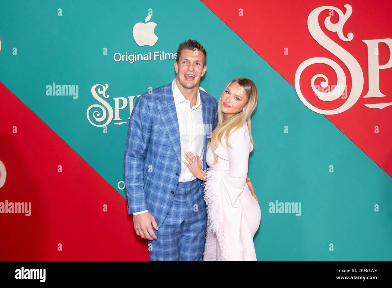 Rob Gronkowski and Camille Kostek attend premiere by Apple Original Films 'Spirited' at Alice Tully Hall in New York on November 7, 2022 Stock Photo