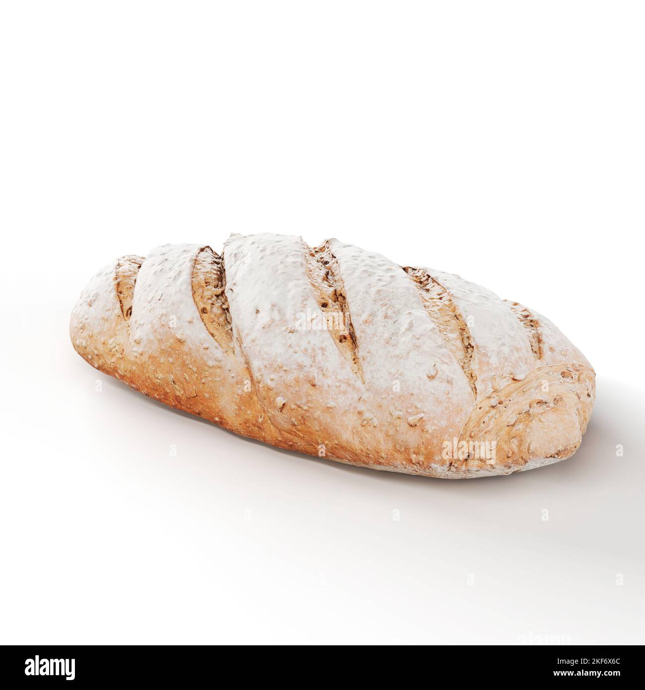 A realistic 3d loaf of bread isolated on a vertical white background ...