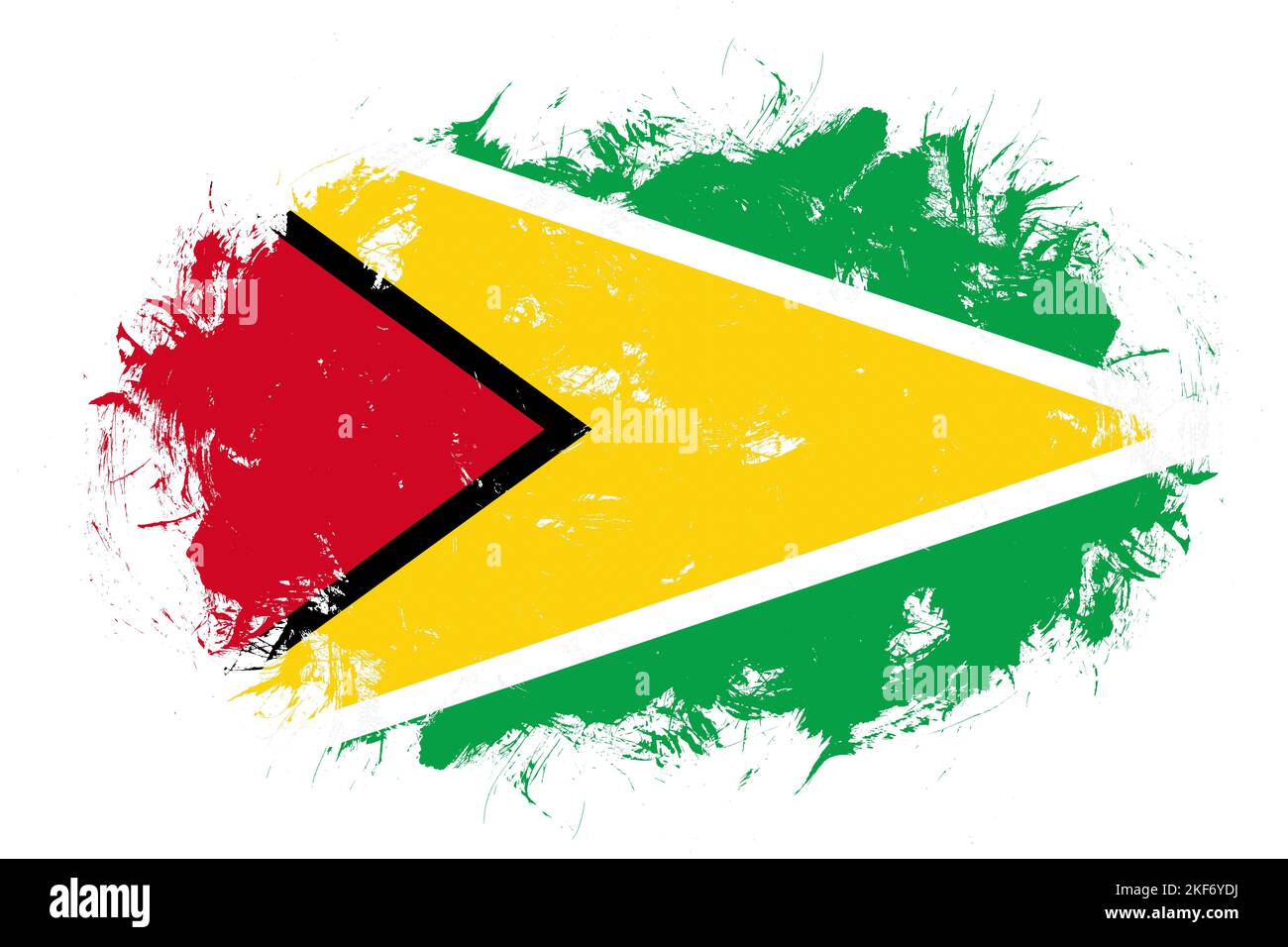 Guyana flag on abstract stroke brush background Stock Photo - Alamy