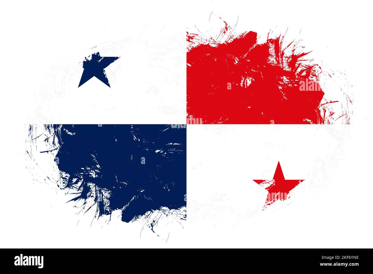 Panama flag on abstract stroke brush background Stock Photo