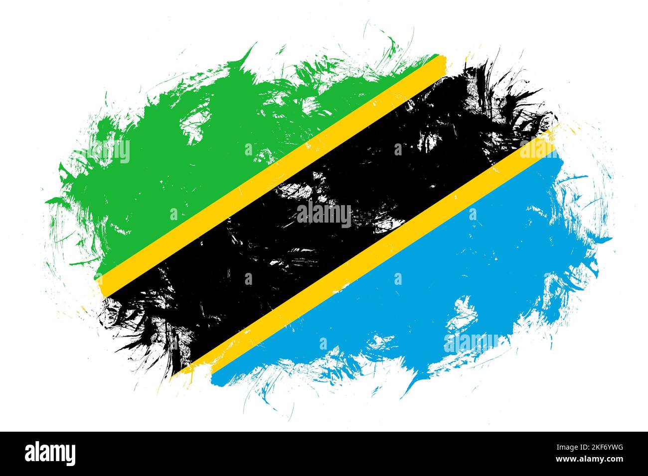 Tanzania flag on abstract stroke brush background Stock Photo - Alamy