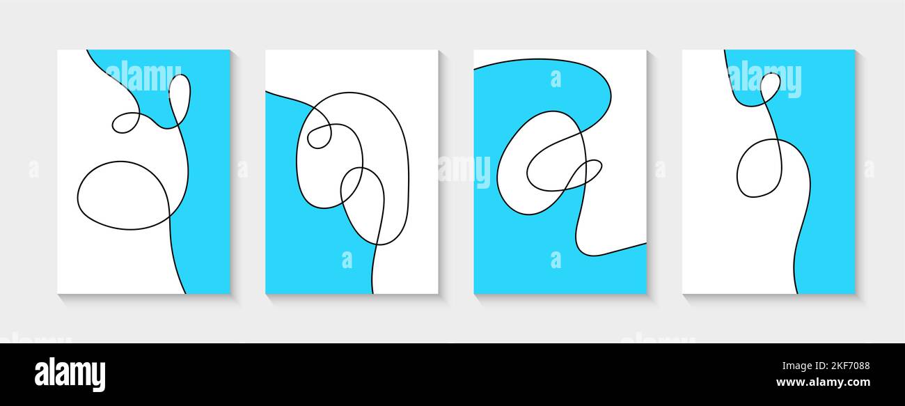 Continuous minimalist decorative posters, wall art, covers. Creative