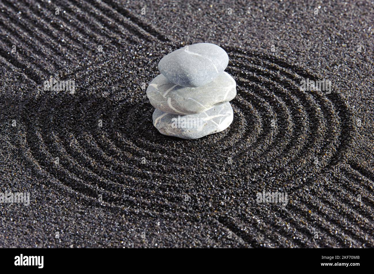 textured sand and stone in Japanese zen garden Stock Photo
