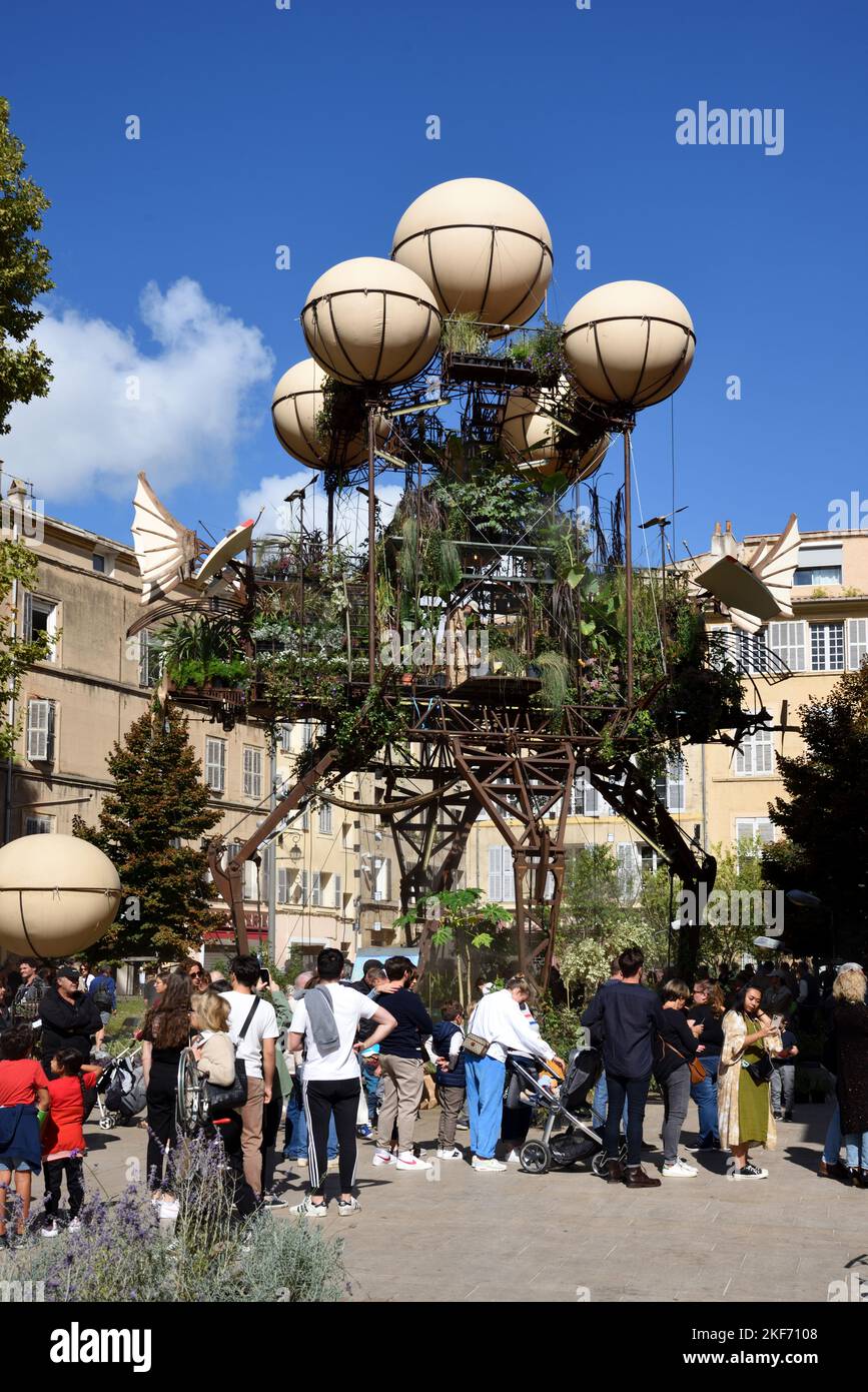 Futuristic Flying Machine or Contraption 'Aéroflorale' Built by Street Theatre Group 'La Machine' to Collect Plant Specimens from Around the World Stock Photo