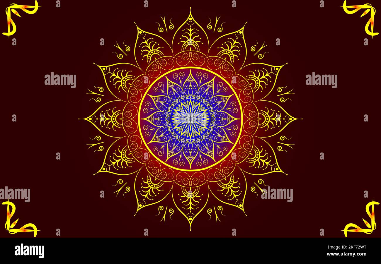Beautiful floral pattern mandala art isolated on a red background ...
