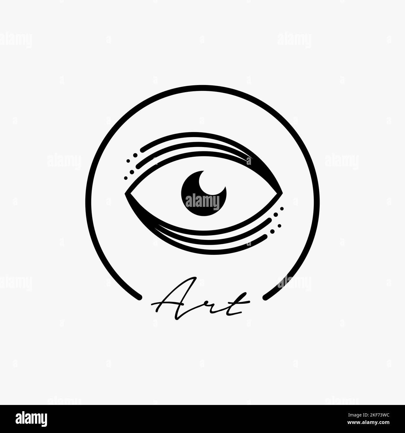 Outline eye icon vector. Illustration in minimal geometric line style. Open eyes symbol concept of visual arts and op art Stock Vector