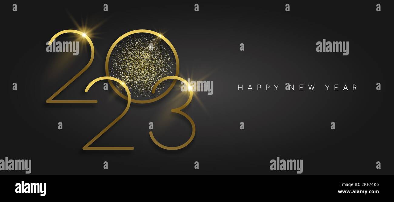 Happy New Year 2023 gold luxury greeting card design vector ...