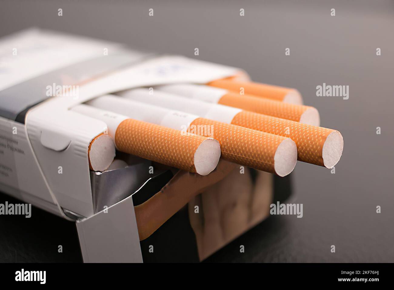 Cigarettes in a pack, close up Stock Photo