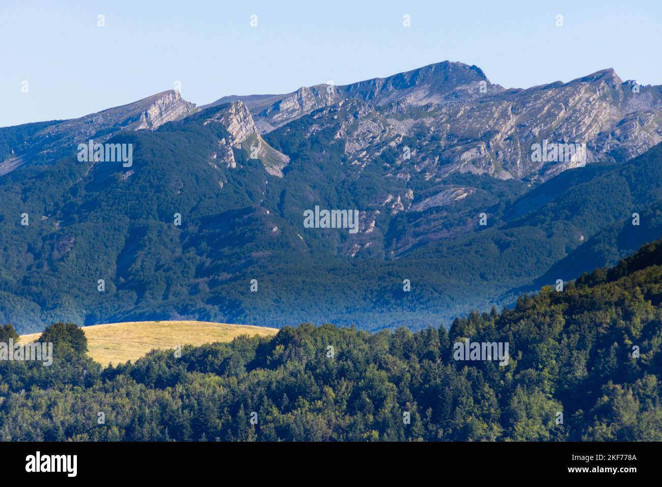 Mountain road landscape Toscano Emiliano Park in Parma province, Italy Stock Photo