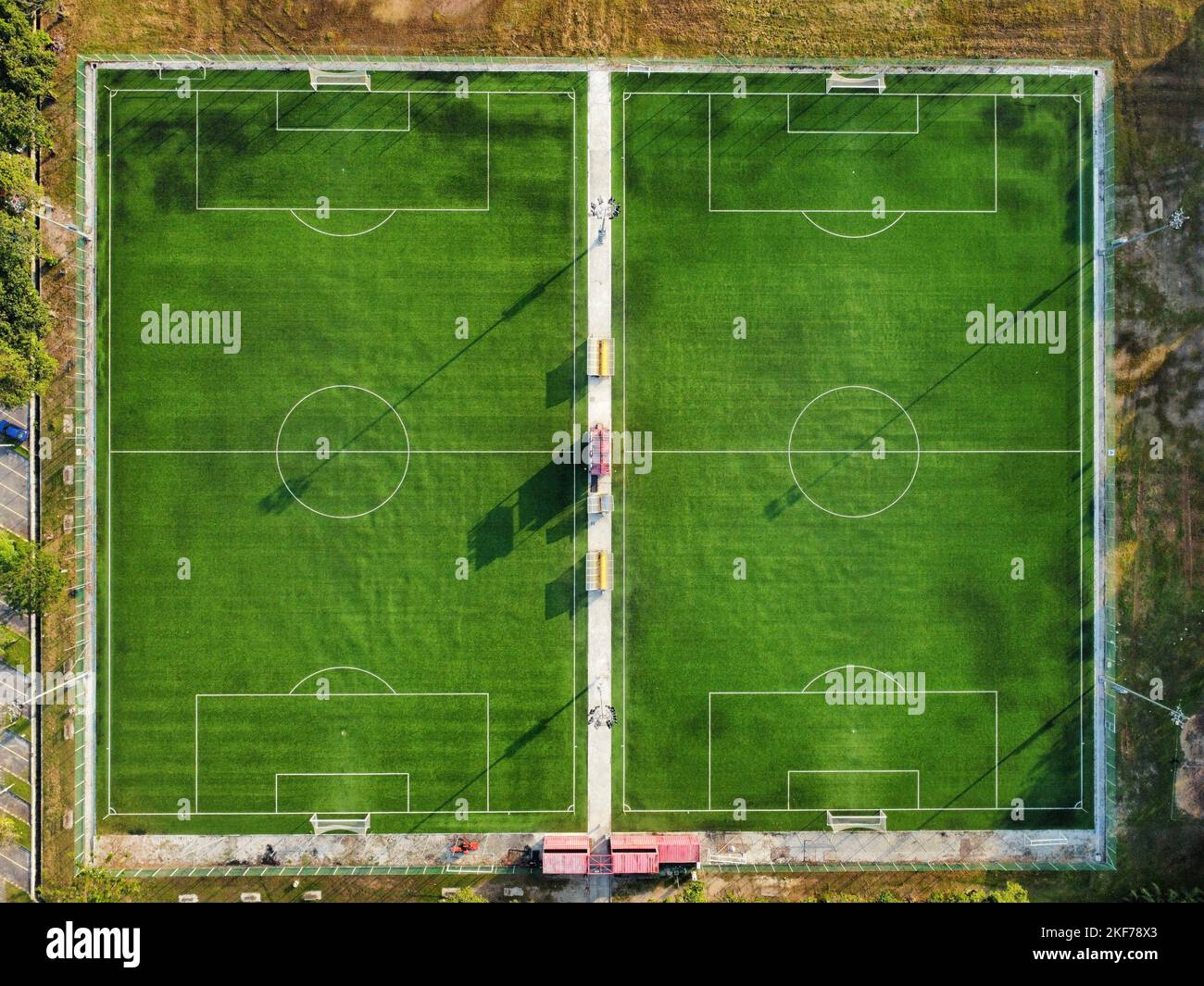 An aerial view of Arena 26 green soccer field in Shah Alam, Malaysia ...