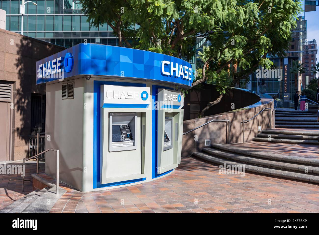 Los Angeles, CA - November 2022: Chase Bank ATM located in downtown Los Angeles Stock Photo