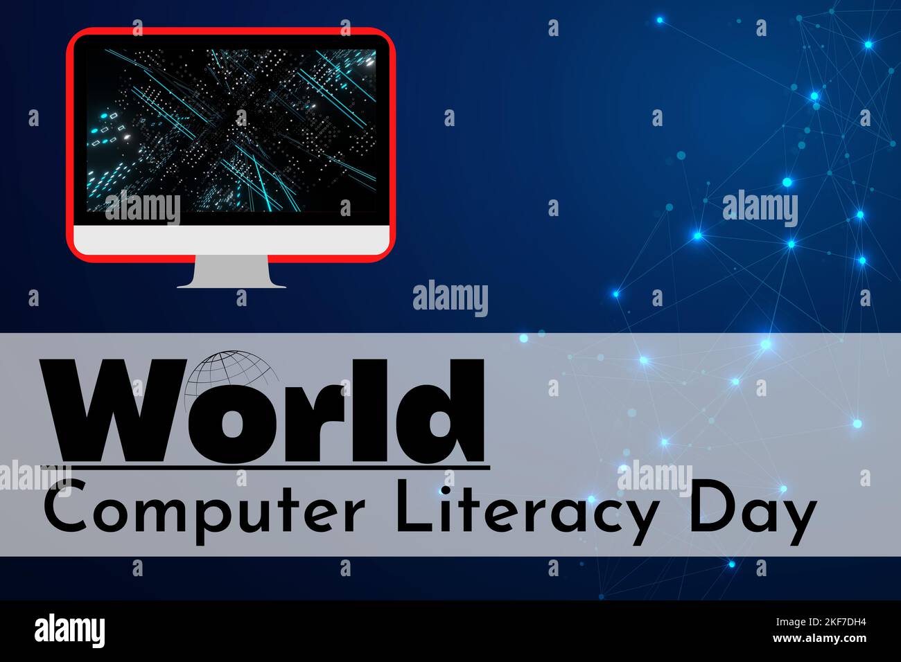 2 December World Computer Literacy Day Stock Photo