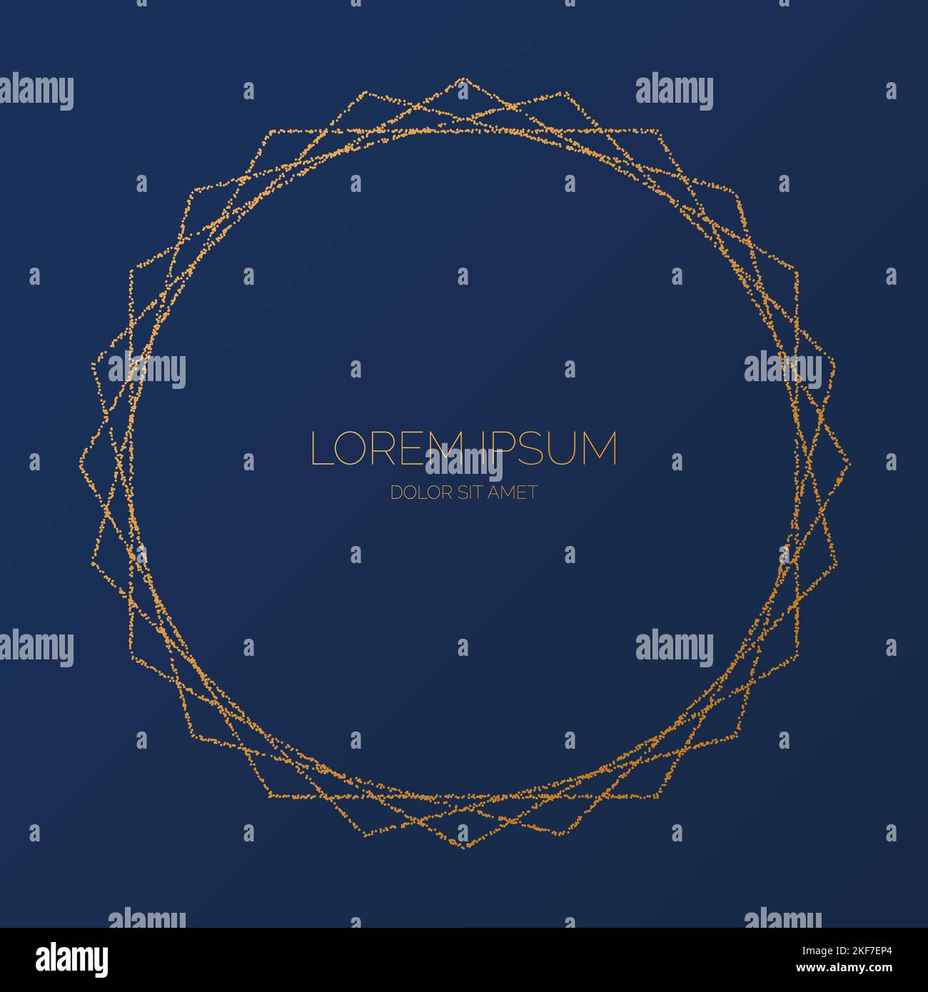 Gold circle frame. Golden foil embossed round border with shining