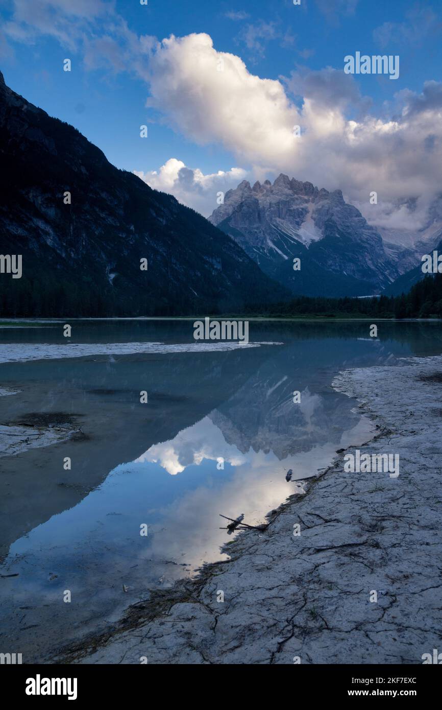 View at the Durrensee in the Italian Dolomites Stock Photo