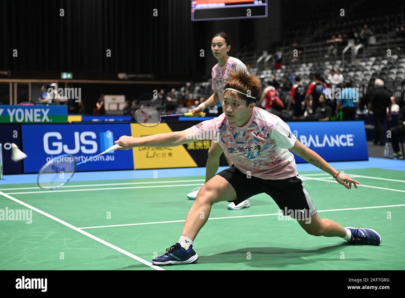 Hsu Ya Ching (L) and Lin Wan Ching (R) seen in action during the 2022