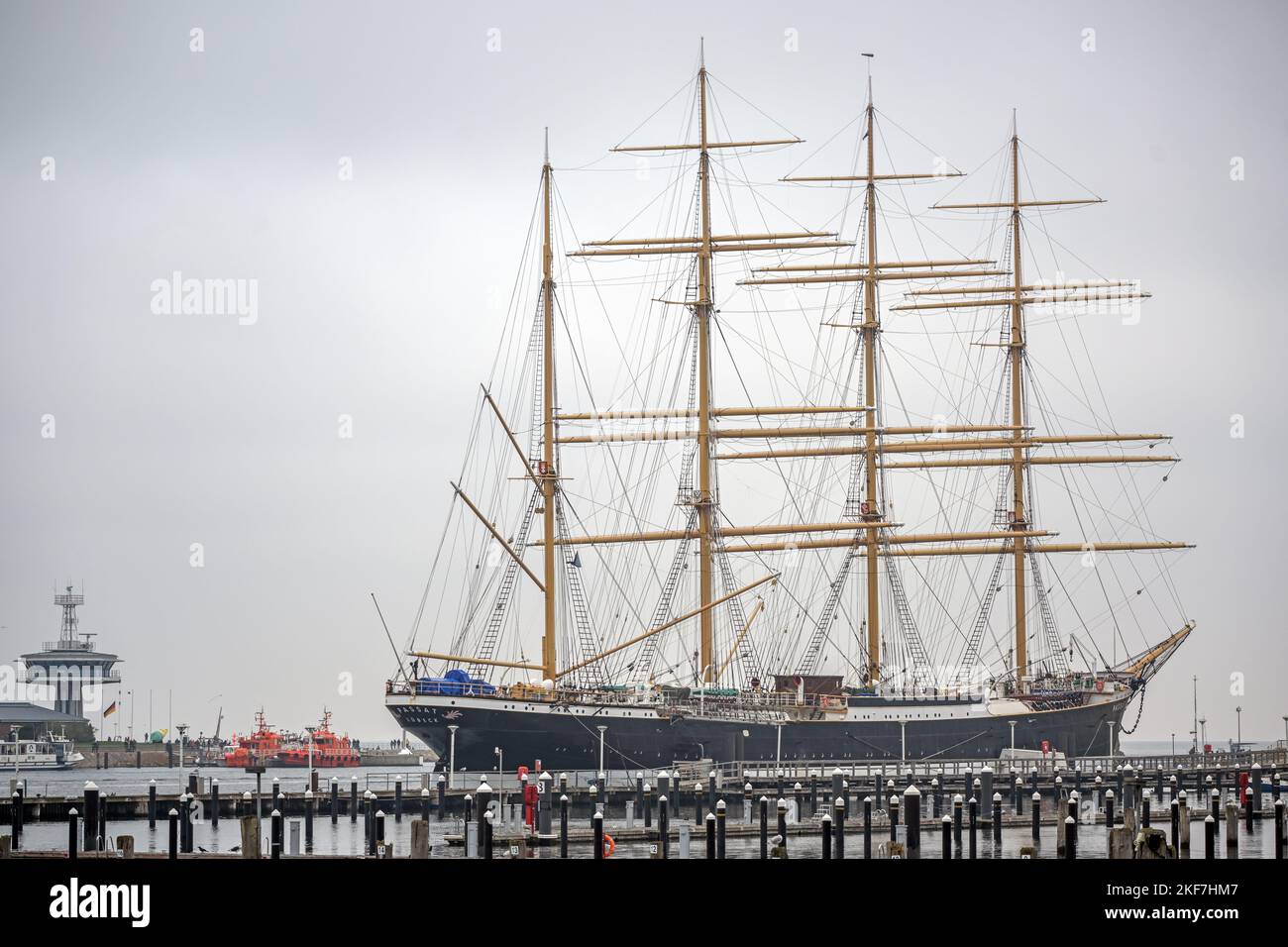 Lubeck - Travemunde, Germany, November 13, 2022:  Passat, the historic four-master sailing ship is an attraction in the tourist resort on the Baltic S Stock Photo