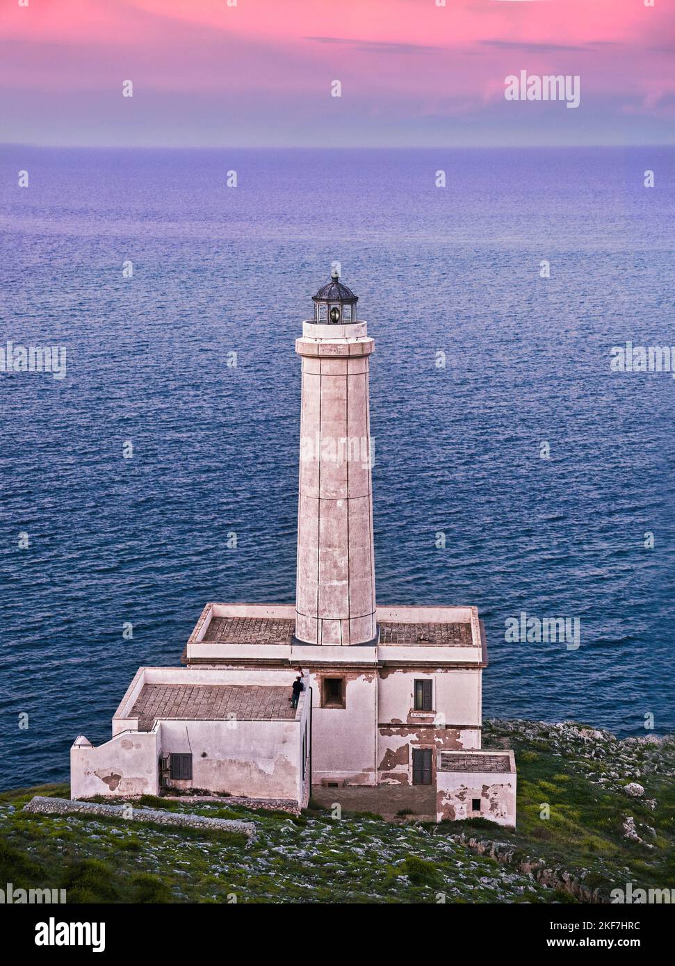 Punta Palascia lighthouse, Otranto, Puglia, Italy. One of the five most important lighthouses in the Mediterranean. Stock Photo
