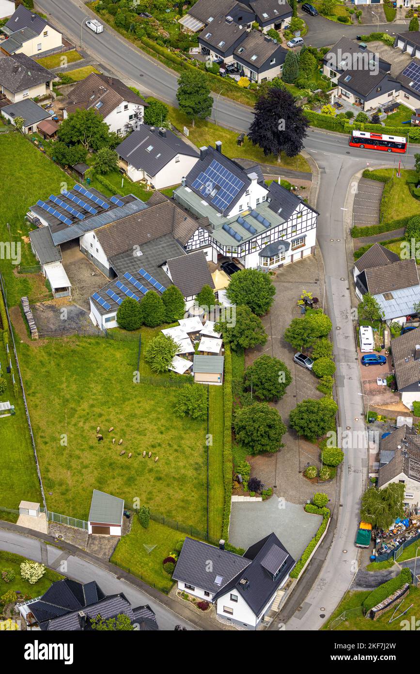 Aerial view, country inn Hoffmann, Rumbeck, Arnsberg, Sauerland, North ...