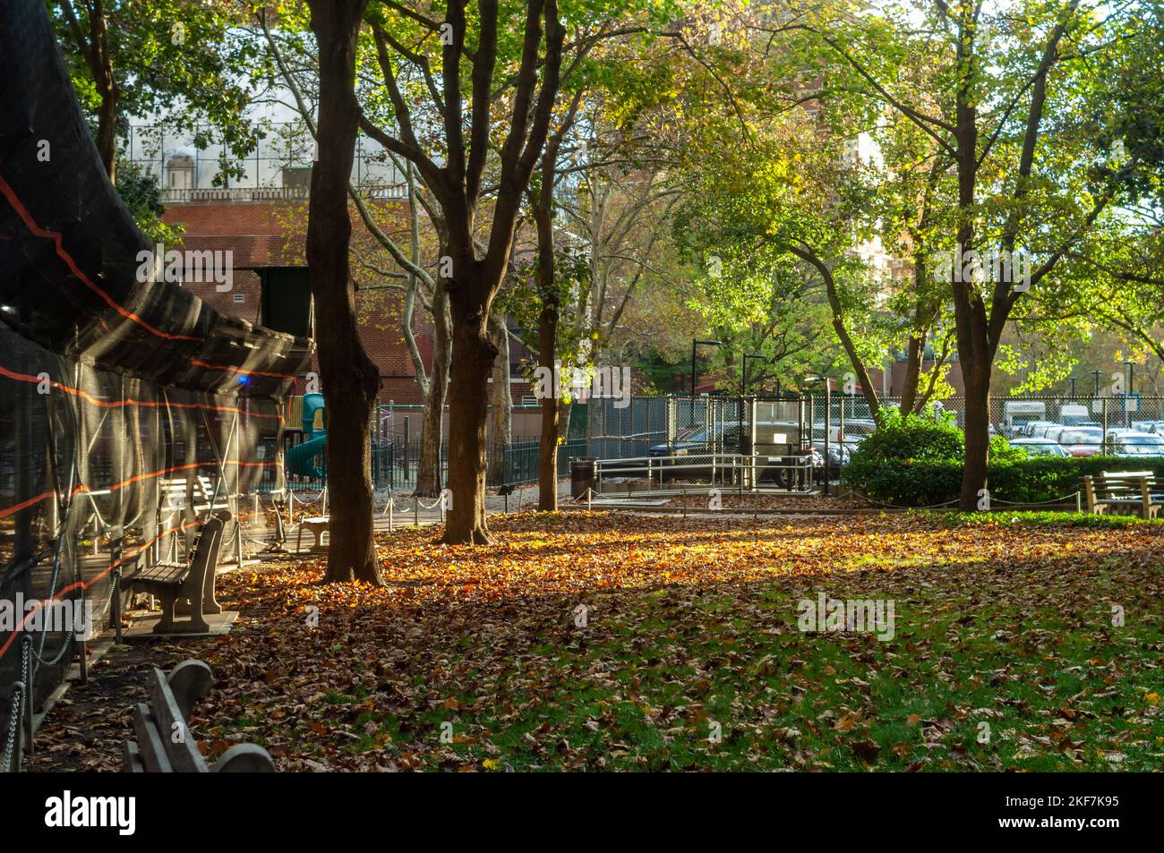 Scaffolding covers the path and sitting areas of the Penn ÔSouth ...