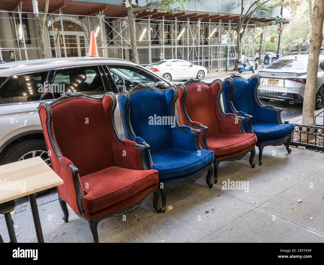 A collection of chairs outside the auction for the bankrupt closed Gramercy Park Hotel in New York on Friday, November 11, 2022. (© Richard B. Levine) Stock Photo