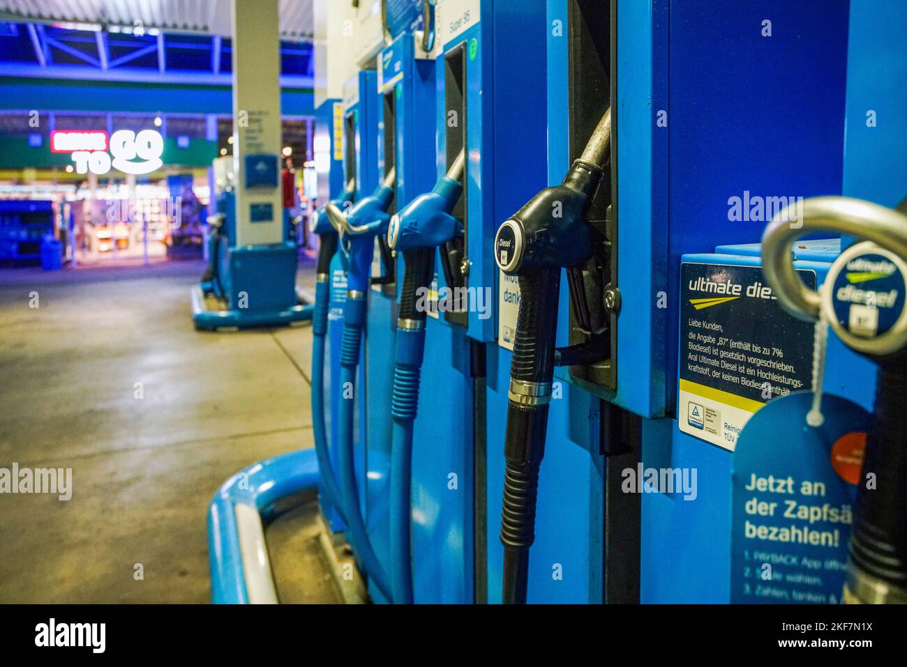 16092022 Munich, Germany. Gas station in Germany (diesel and petrol