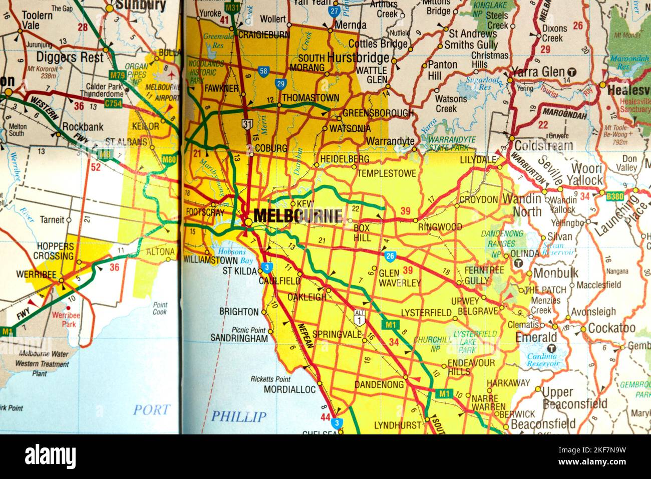 Maps of Australian Cities the old way of travel before GPS! Stock Photo