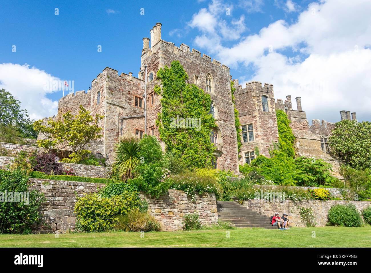 View from garden terrace, Berkeley Castle, Berkeley, Gloucestershire, England, United Kingdom Stock Photo