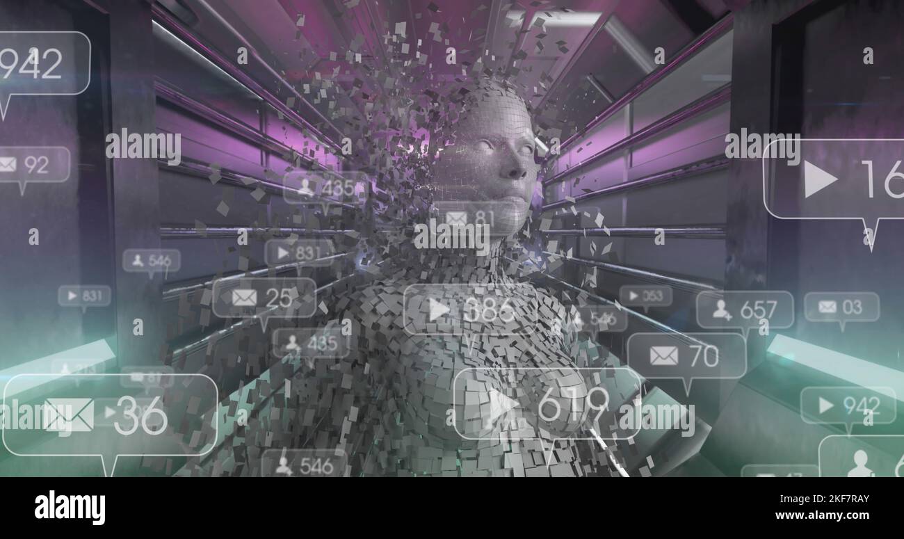 Image of first composition of exploding first man working in warehouse ...