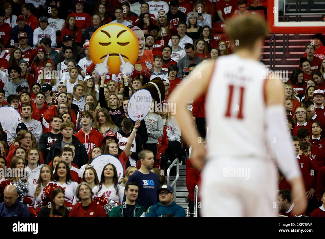 Madison, WI, USA. 15th Nov, 2022. Wisconsin Badgers guard Max Klesmit (11) during the NCAA Basketball game between the Green Bay Phoenix and the Wisconsin Badgers at the Kohl Center in Madison, WI. Darren Lee/CSM/Alamy Live News Stock Photo