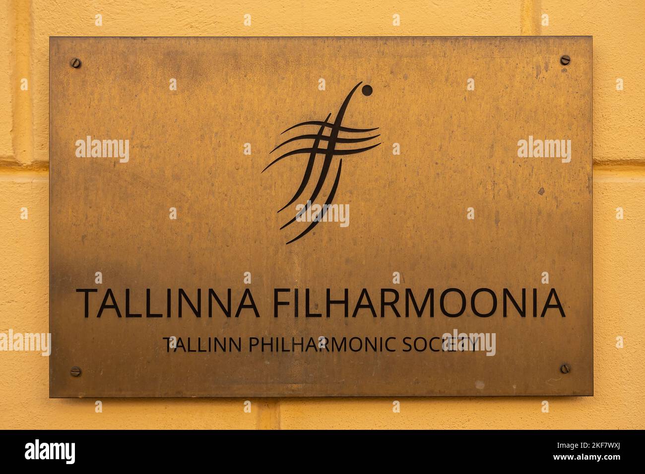 Estonia, Tallinn - July 21, 2022: House of the Brotherhood of Black Heads, Pikk 26, Tallinna Filharmoonia sign at entrance. Building now used by Kamme Stock Photo