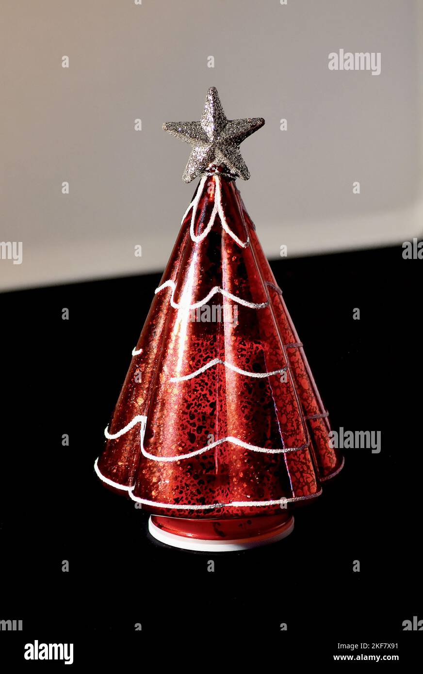 Christmas Tree Decoration red with a silver star Stock Photo