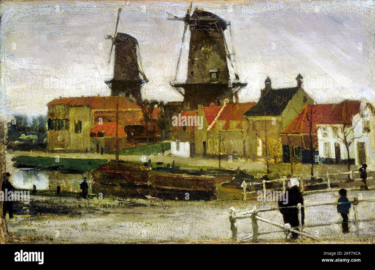 Matthijs Maris; A Corner of the Hague; 1860; Oil on cardboard mounted on wood panel; The Phillips Collection, Washington, D.C., USA. Stock Photo