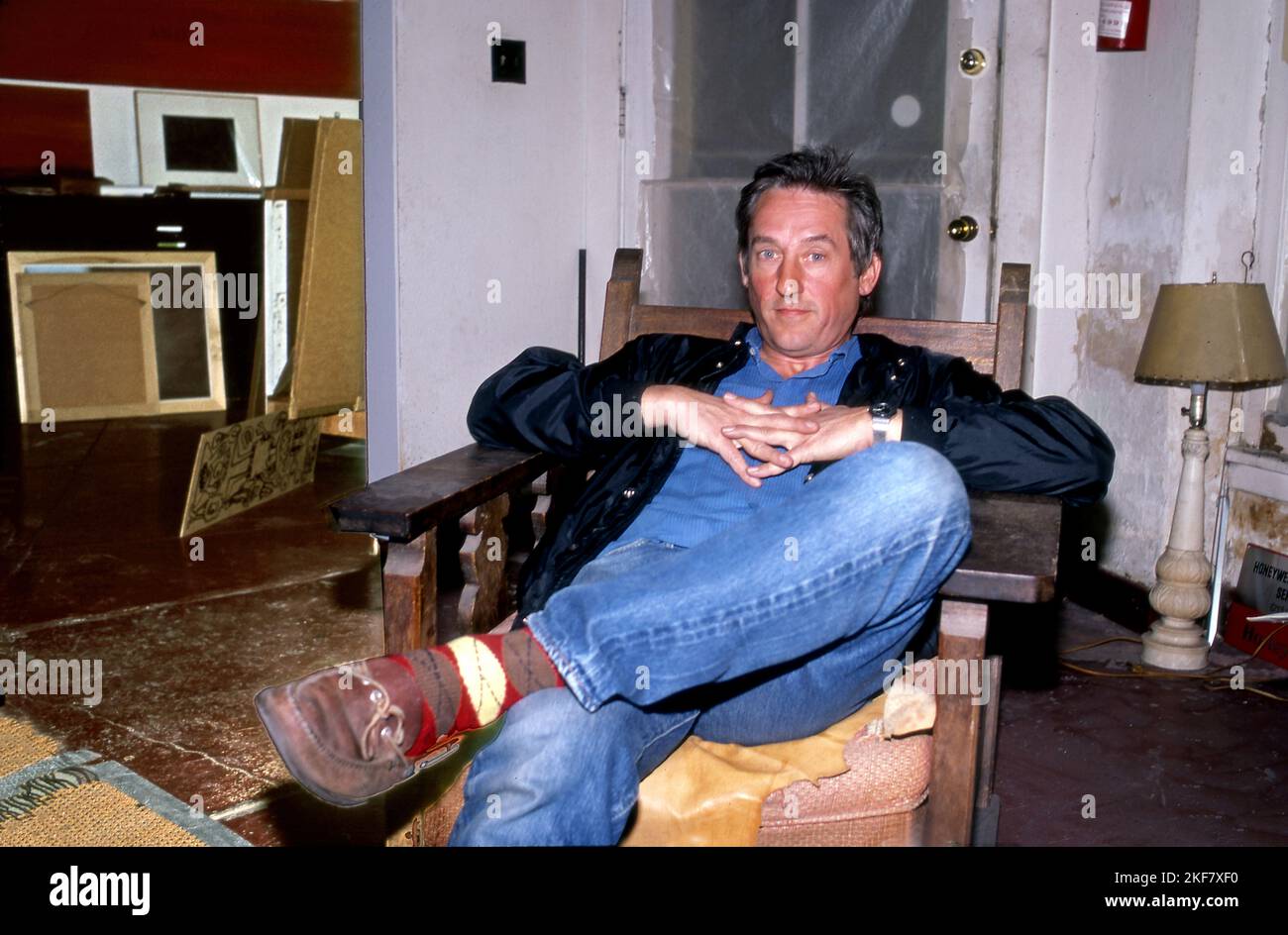 Artist Ed Ruscha in his studio on Western Ave. in Los Angeles, CA, 1983 Stock Photo