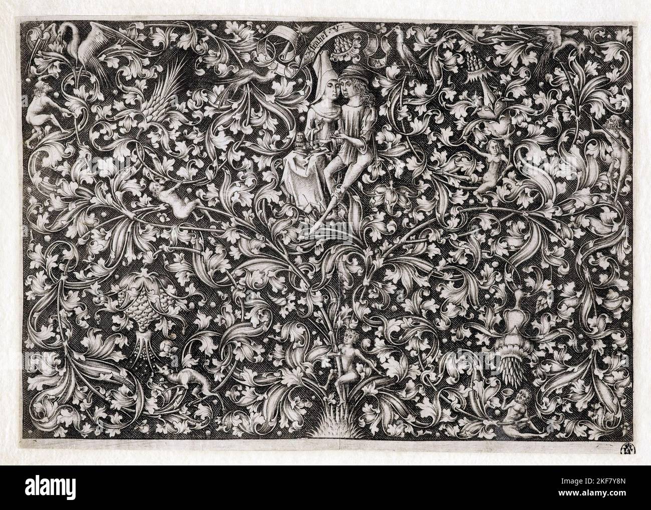 Israhel van Meckenem; Garden of Love; Circa 1490; Engraving; Metropolitan Museum of Art, New York City, USA. Stock Photo