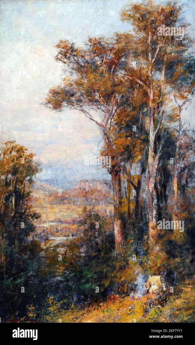Frederick McCubbin; Landscape; 1914; Oil on canvas; Art Gallery of New South Wales, Australia. Stock Photo