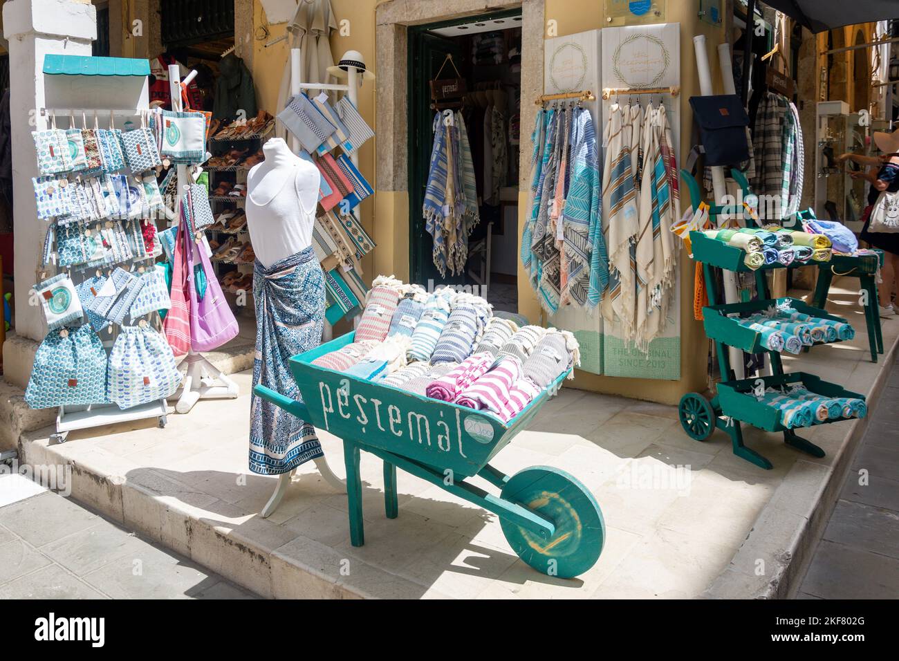 Pestemal beach shop, Nikiforou Theotoki, Corfu Old Town, Corfu (Kerkyra), Ionian Islands, Greece Stock Photo