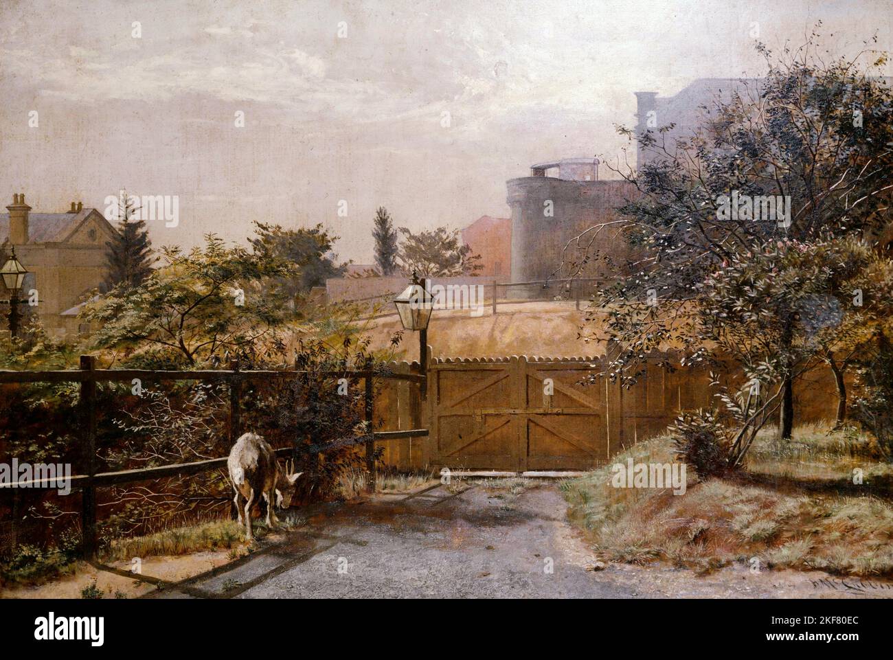 Frederick McCubbin; Melbourne Gaol in Sunlight from the Public Library Grounds; 1884; Oil on canvas; State Library of Victoria, Melbourne, Australia. Stock Photo