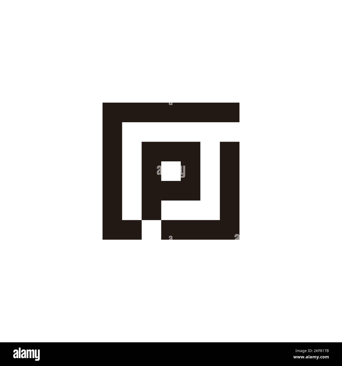 Letter G and p square geometric symbol simple logo vector Stock Vector