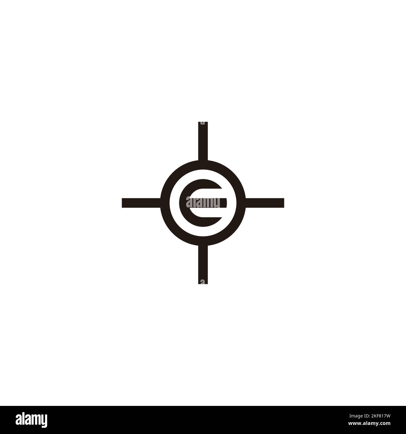 Letter E target, circle geometric symbol simple logo vector Stock ...