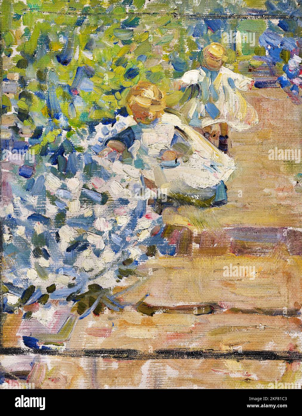 Helen McNicoll; Sketch for 'Picking Flowers'; Circa 1905-1915; Oil on canvas; Art Gallery of Ontario, Toronto, Canada. Stock Photo