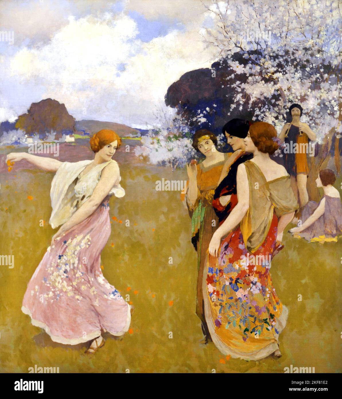 Arthur F. Mathews, Spring Dance, Circa 1917, Oil on canvas, Smithsonian American Art Museum, Washington, D.C., USA. Stock Photo