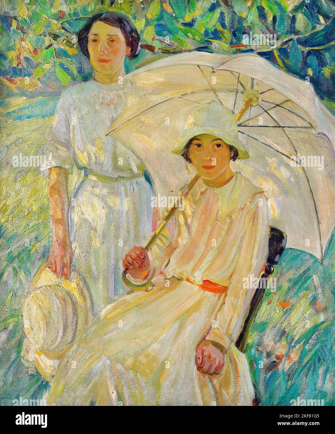 Helen McNicoll; White Sunshade #2; Circa 1907-1917; Oil on canvas; Art Gallery of Ontario, Toronto, Canada. Stock Photo