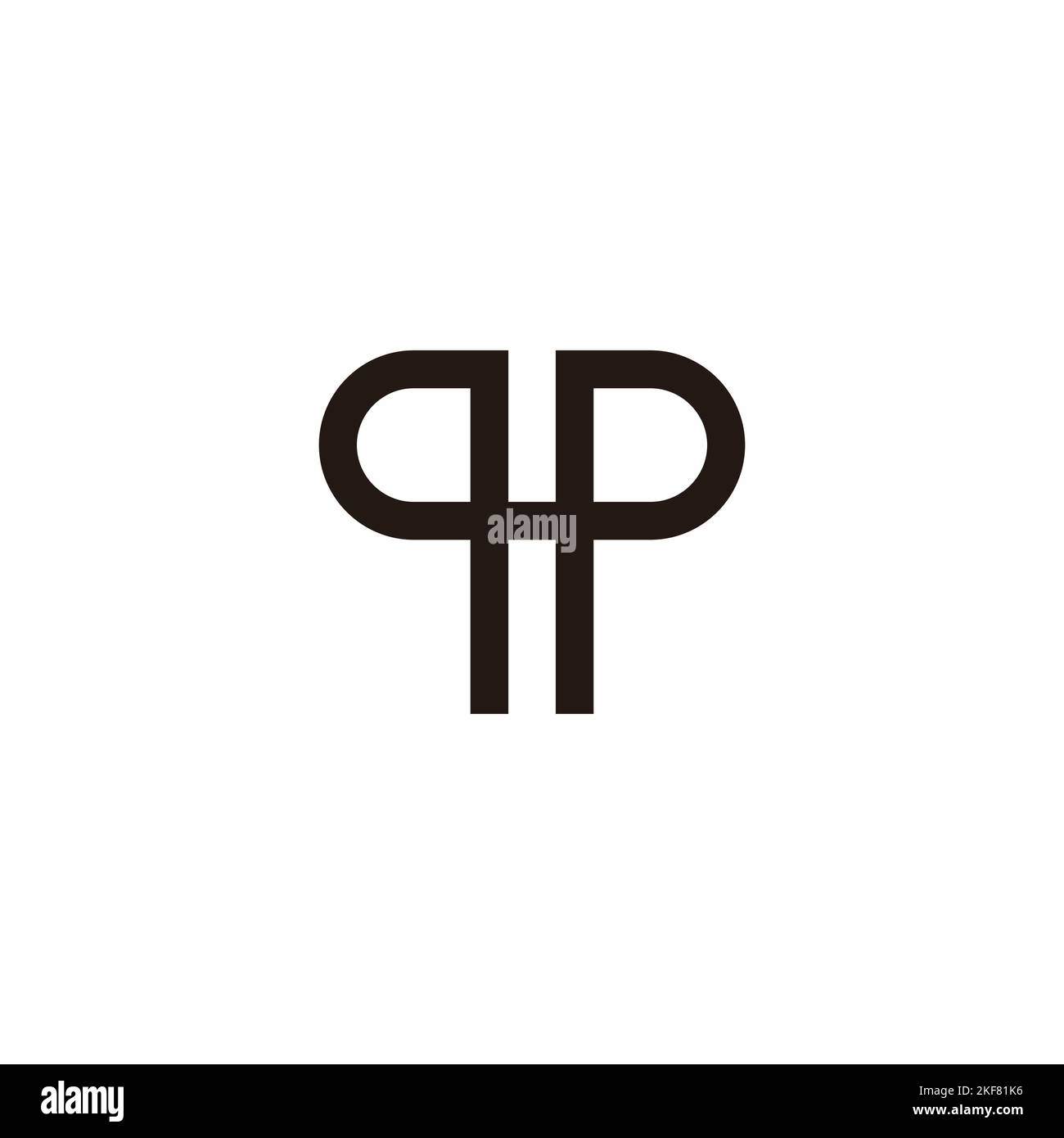 Letter q and p connect outline geometric symbol simple logo vector
