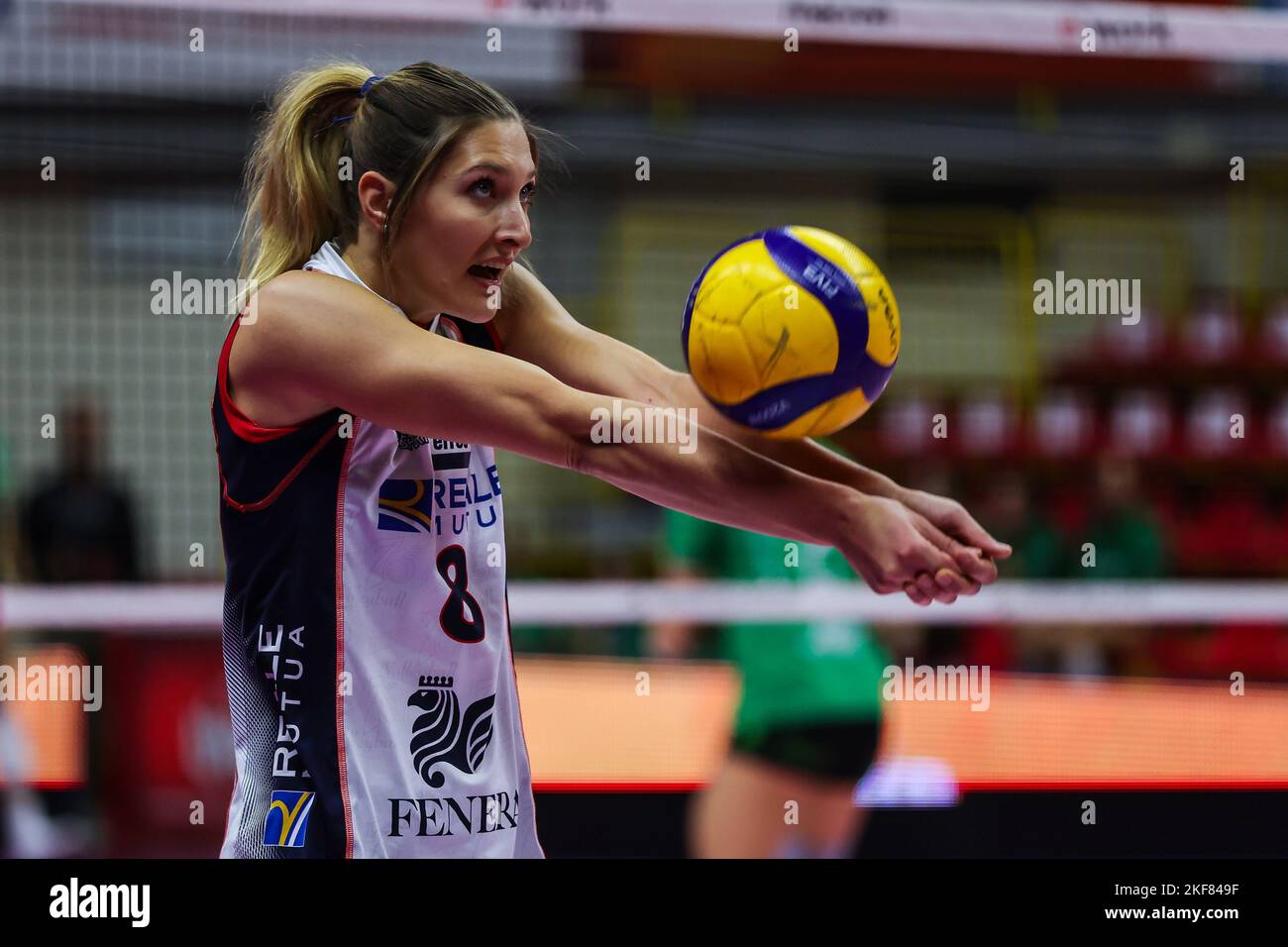 November 16, 2022, Busto Arsizio (VA, Italy: Kaja Grobelna #8 of Reale  Mutua Fenera Chieri warms up during Volley Serie A women 2022/23 volleyball  match between UYBA Unet E-Work Busto Arsizio and