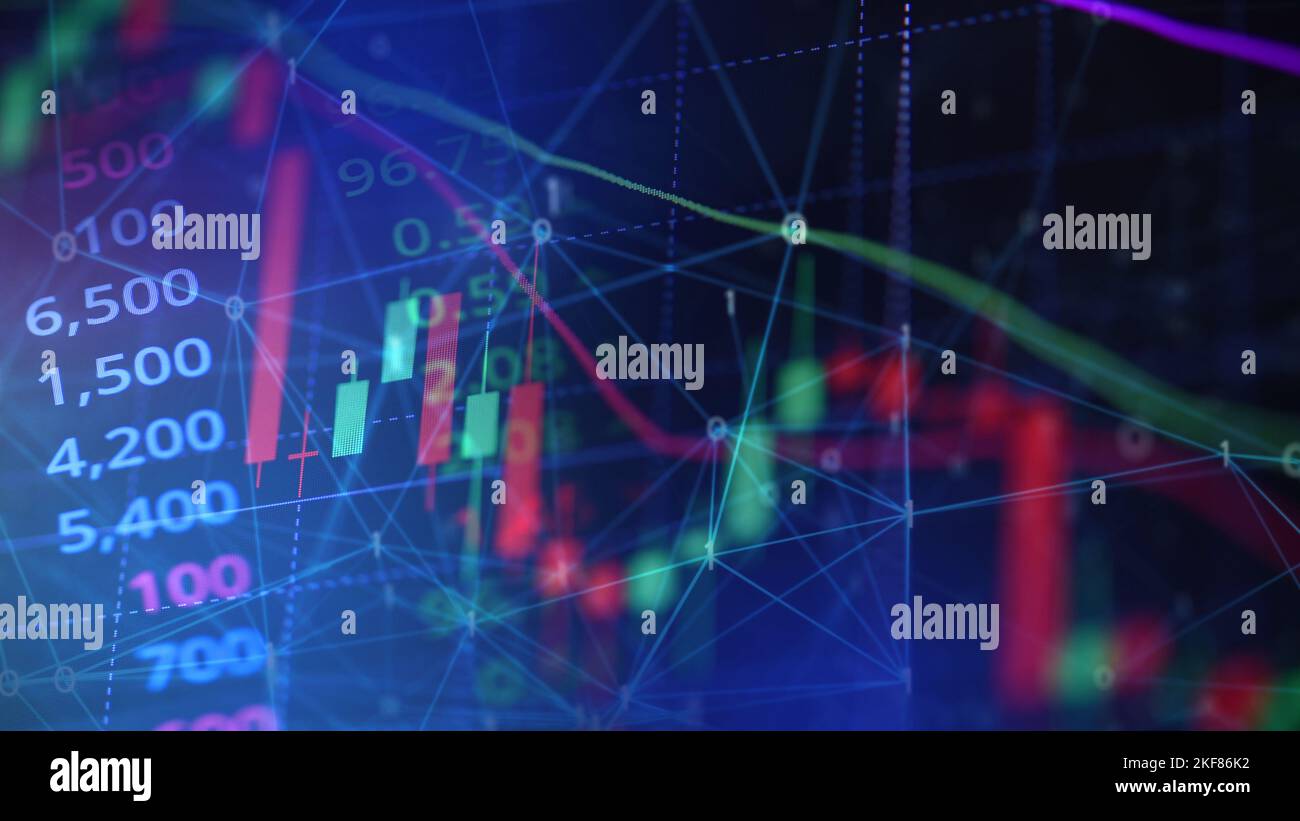Stock graph charts on the stock market exchange price with investment
