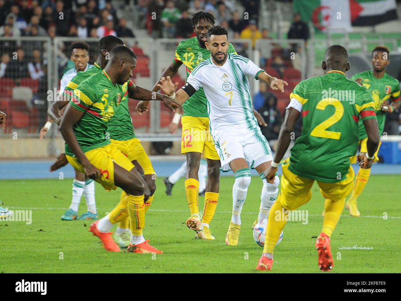 Oran. 17th Nov, 2022. Algeria's Riyad Mahrez (3rd R) competes during the friendly match between Algeria and Mali at Miloud Hadefi Stadium in Oran, Algeria, Nov. 16, 2022. Credit: Xinhua/Alamy Live News Stock Photo
