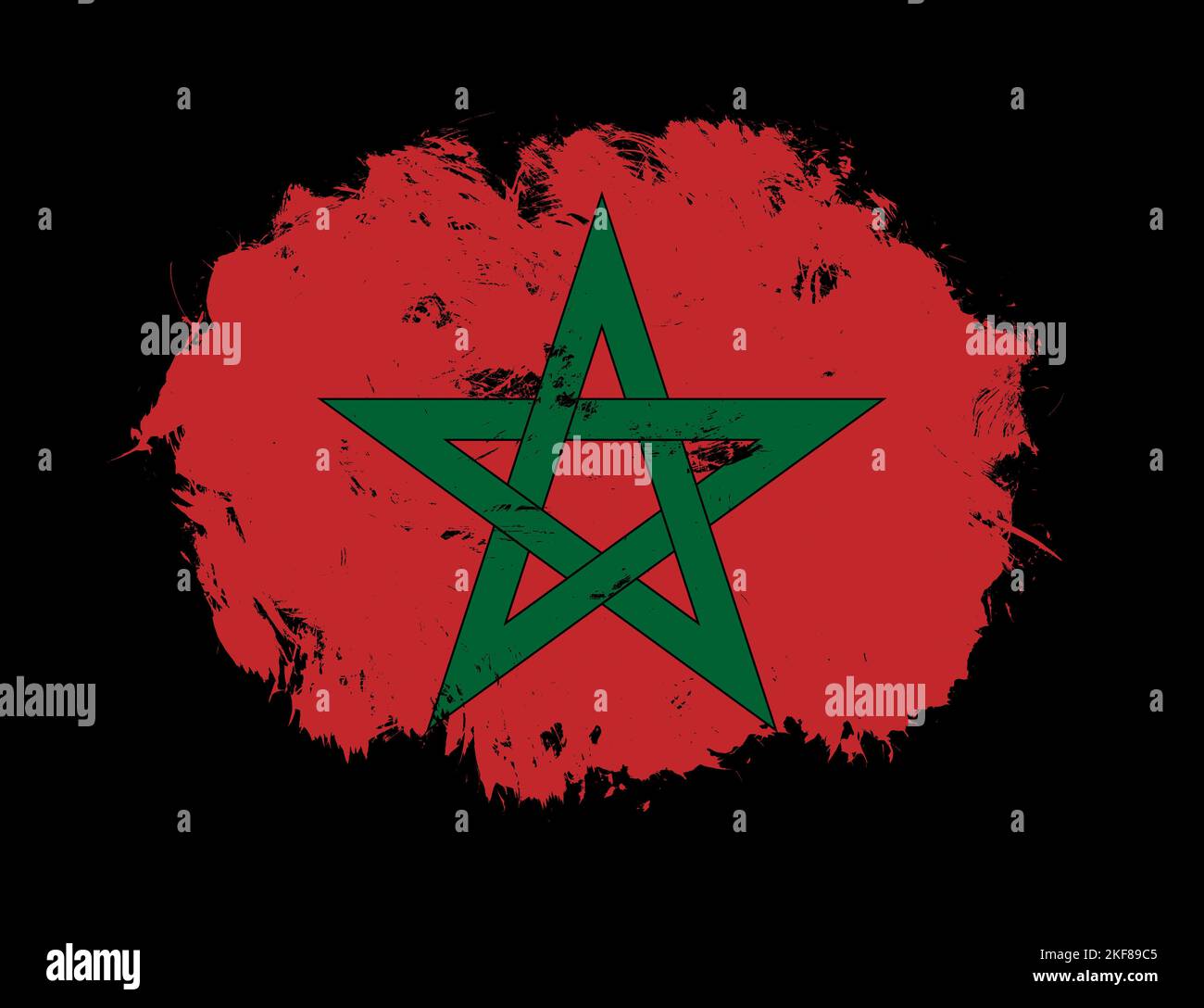 Morocco flag painted on black stroke brush background Stock Photo - Alamy